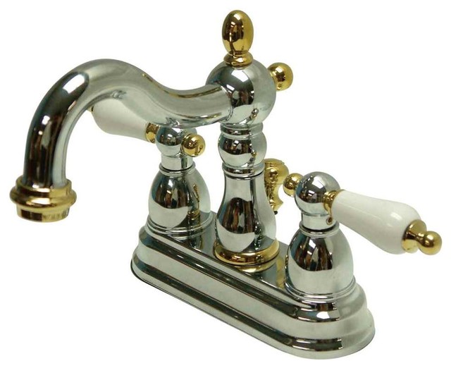 Two Handle Centerset Lavatory Faucet with Two Tone Finish