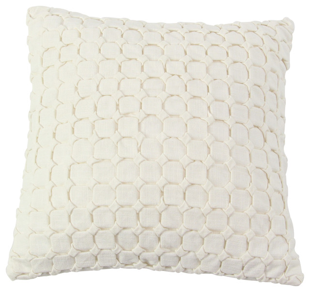 White Square Throw Pillow with Smocked Square Pattern - Contemporary ...