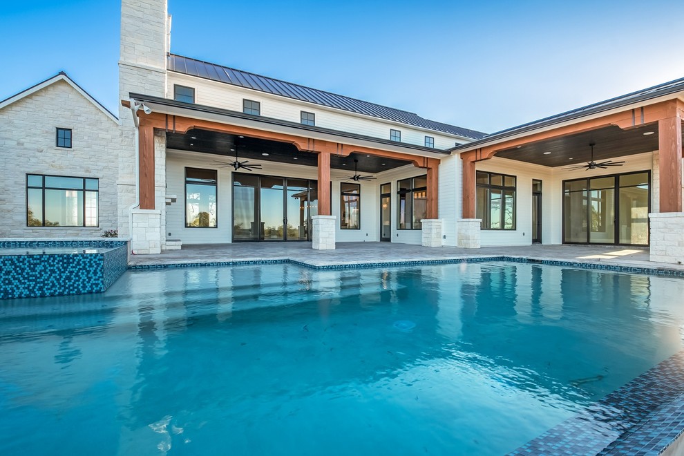 Traditional Farm House Farmhouse Pool Austin by ADesign By