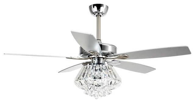 52 Crystal 5 Blade Ceiling Fan With, Black Ceiling Fan With Light And Remote Control