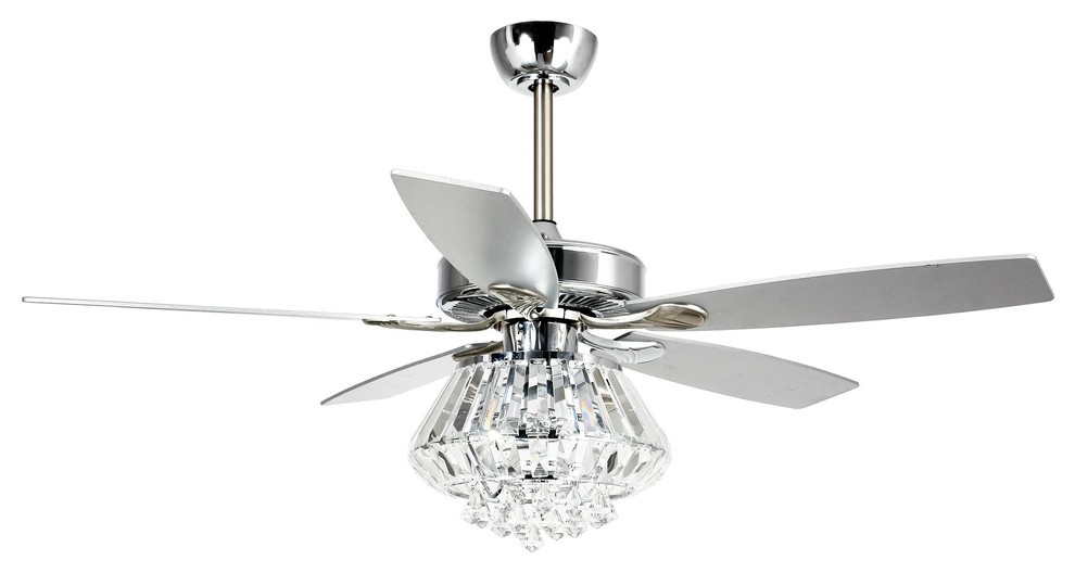 52 Crystal 5 Blade Ceiling Fan With Light Remote Control Chrome Transitional Fans By Whoselamp Houzz - Black And Chrome Ceiling Fan With Lights