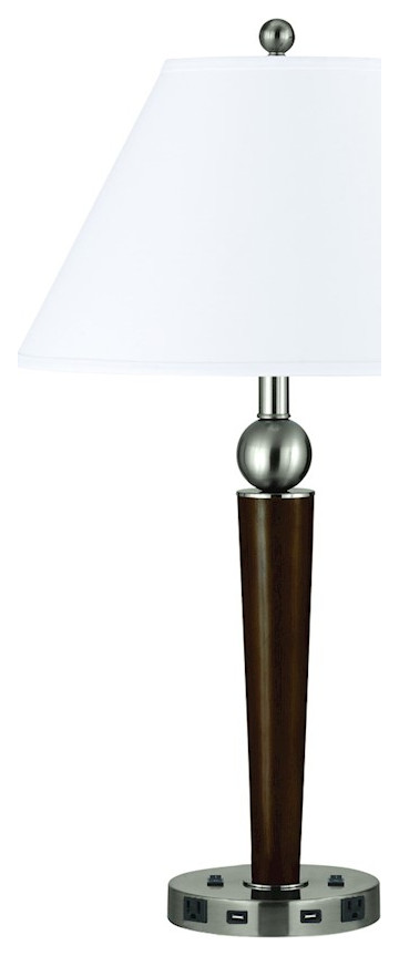 Cal Lighting Metal 2-LT Nightstand Lamp, Espresso/Steel, 29"