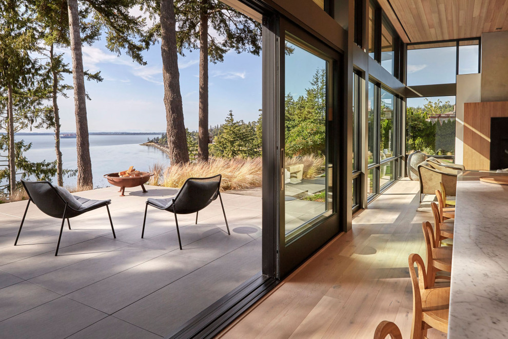 Example of a trendy home design design in Seattle