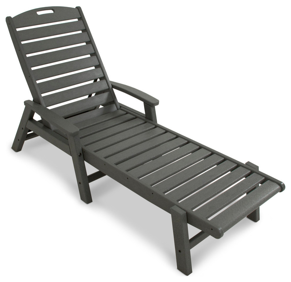 Yacht Club Chaise With Arms Stackable Transitional Outdoor Chaise