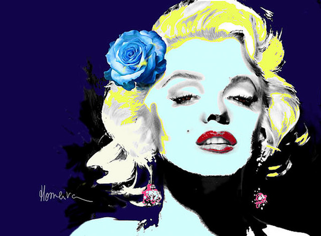 Marilyn Monroe with Blue Rose - Artwork - Montreal