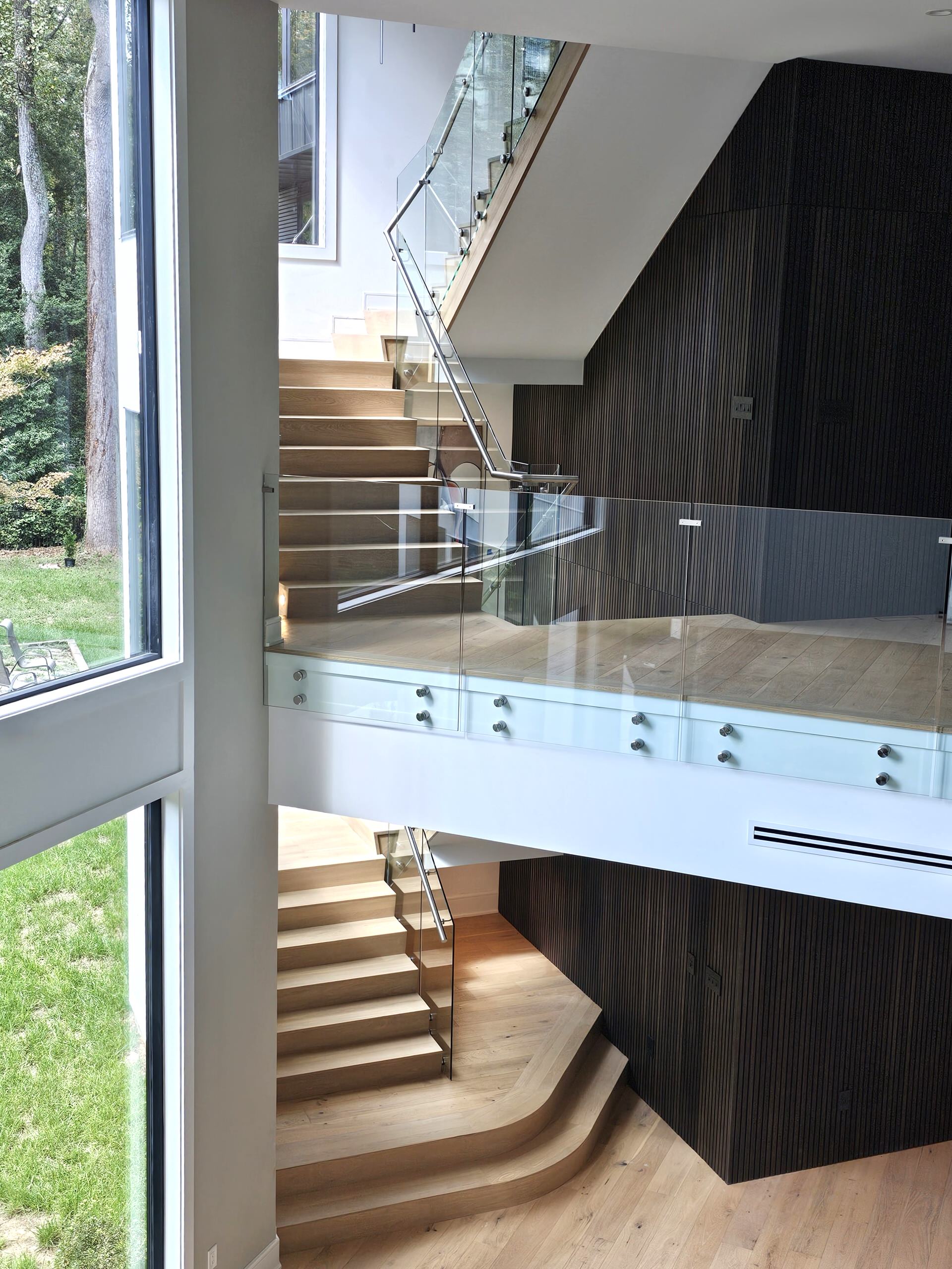 129_White Oak Slanted Riser Modern Stair, Mclean, VA 22102