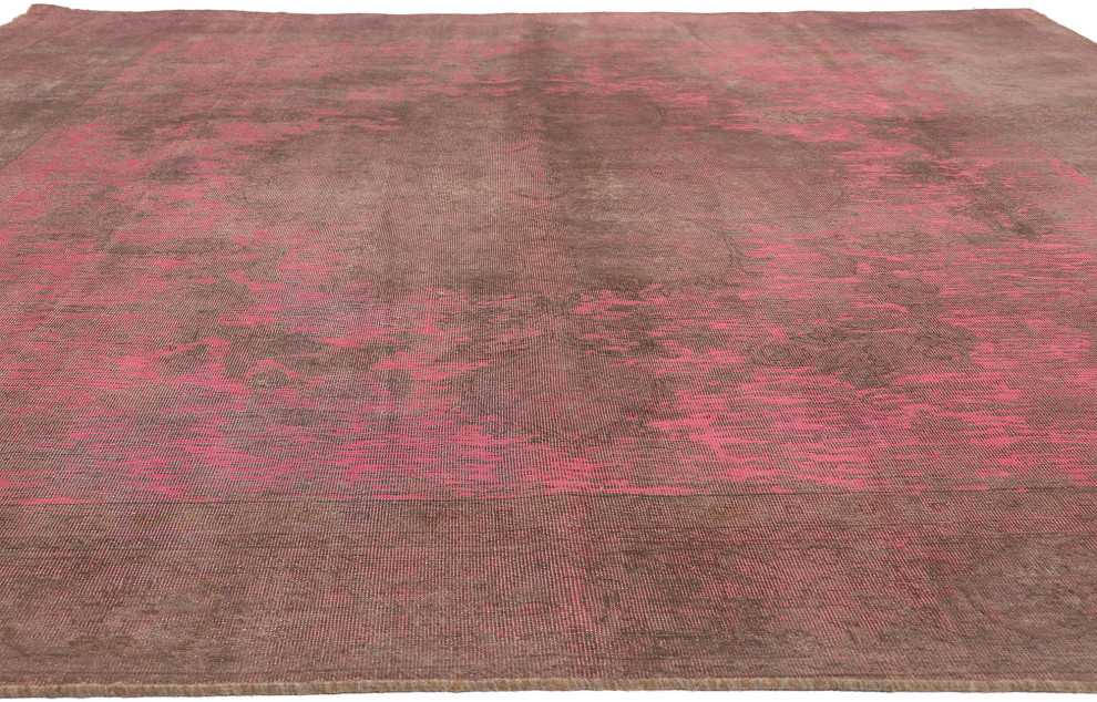 Modern Industrial Hot Pink Overdyed Rug, 09'09 x 12'05 Contemporary