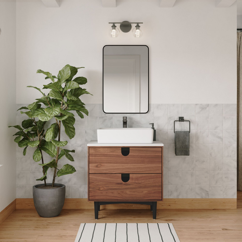 Newton Bath Vanity, 30" Midcentury Bathroom Vanities And Sink