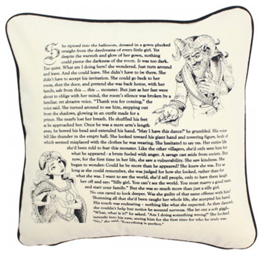Monogrammed Pillowcase Fantasy Love Story 16", Black Thread, Arial Font, H