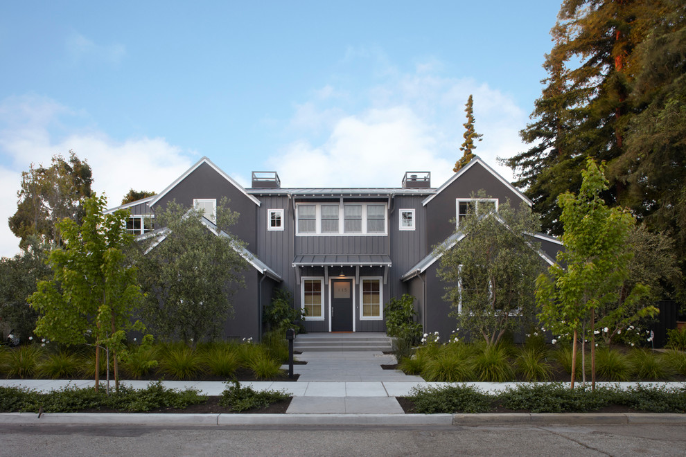 This is an example of a transitional two-storey grey exterior in San Francisco.