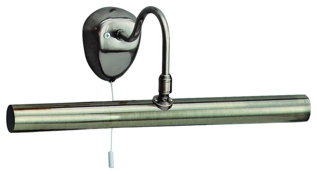 Picture Light With Pull Cord Switch, Antique Brass
