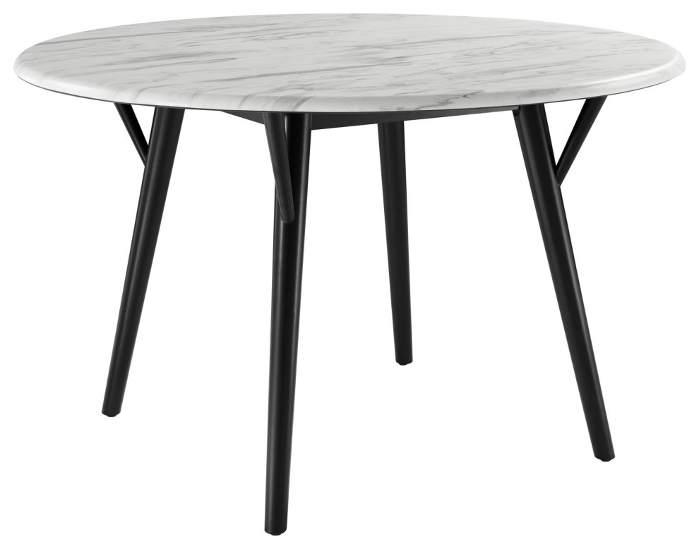 Gallant 50" Round Performance Artificial Marble Dining Table Black White -5509
