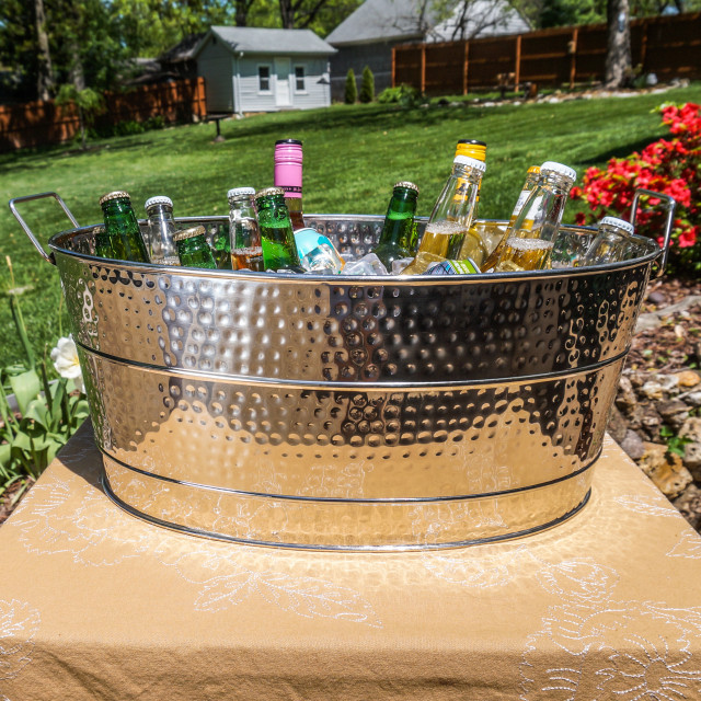 Aspen Hammered Stainless Steel Beverage Tub, Large