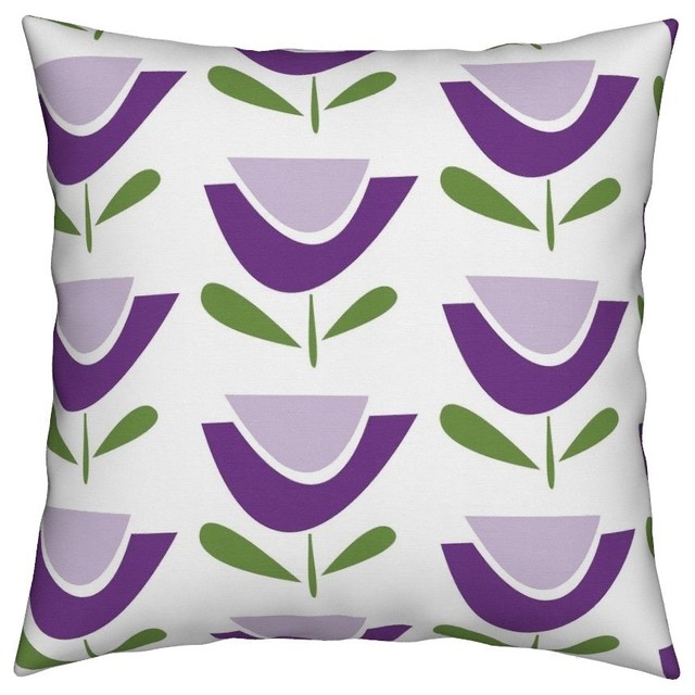 Mid Century Modern Purple Lilac Botanical Throw Pillow