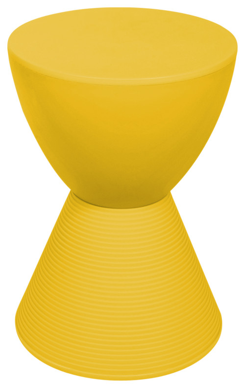 Leisuremod Boyd Modern Plastic Round Side End Table, Yellow