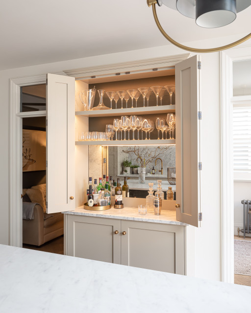Light Contemporary Kitchen, Utility and Drinks Cupboard contemporary-home-bar