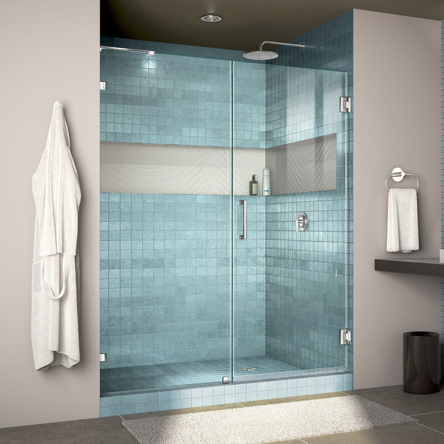 Unidoor Lux 58 W X 72 H Fully Frameless Hinged Shower Door With L Unidoor Lux 58 W X 72 H Fully Frameless Hinged Shower Door With L Bar Contemporary Doors By Dreamline