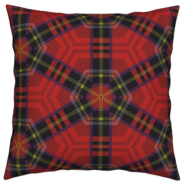 Plaid Geometric Red Punk Preppy Stewart Tartan Throw Pillow