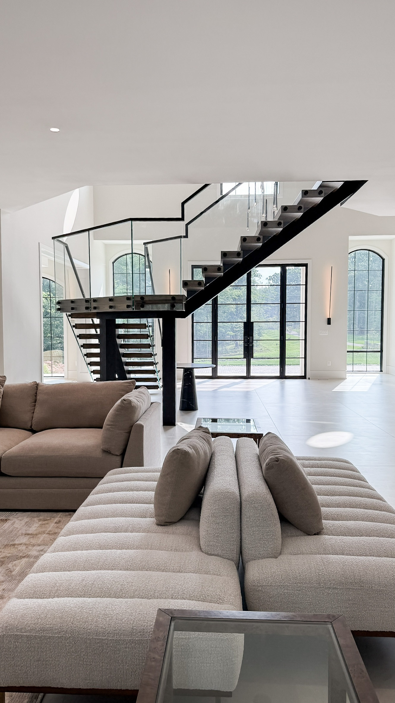 Project #159 | Modern Foyer Stair with Stand-off Glass Railing