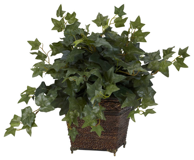 Puff Ivy w/Coiled Rope Planter Silk Plant Traditional Artificial