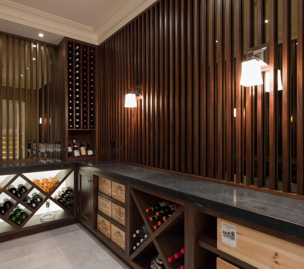 Transitional wine cellar in London.