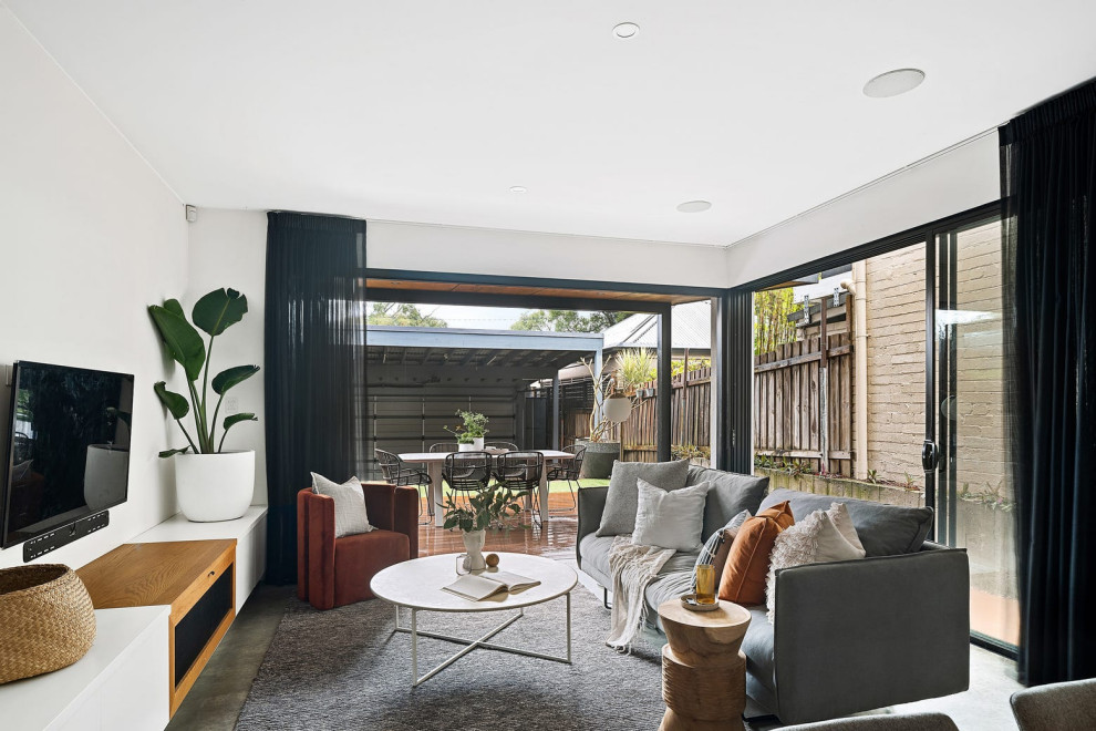 Photo of a small contemporary home design in Sydney.