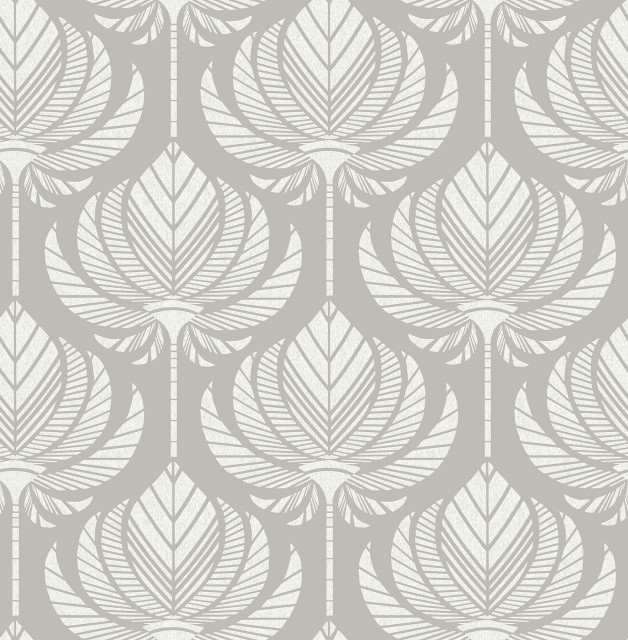 Palmier Grey Lotus Fan Wallpaper, Swatch - Asian - Wallpaper - by ...