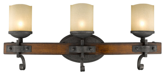 Madera 3 Light Bath Vanity Black Iron With Toscano Glass