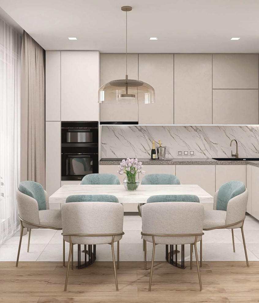 Монохром в двухкомнатной квартире для молодой пары