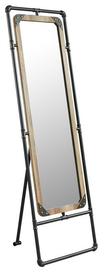 Furniture of America Regalo Metal 51-Inch Standing Mirror in Sand Black