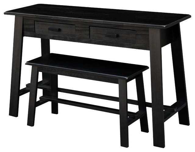 Rustic Finish Console And Bench Made Of Solid Wood Rustic Desks And