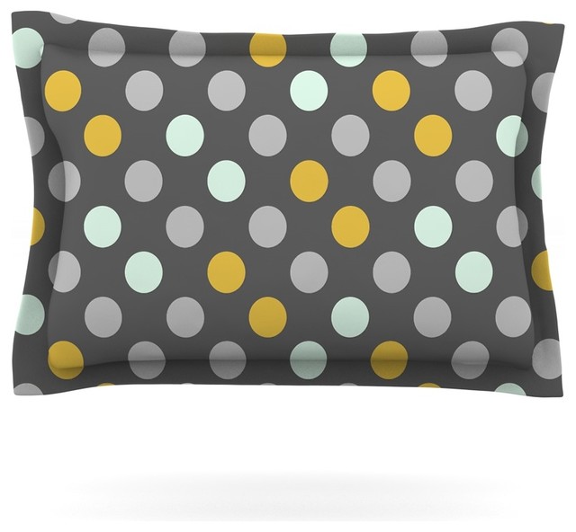 Gold Dots Kess InHouse Pellerina Design Linen Polka Stripes Throw Pillow 20 by 20