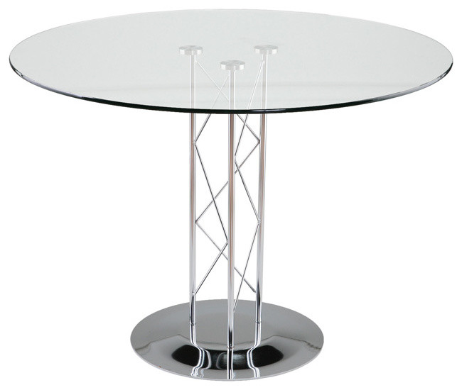 Euro Style Trave 42" Dining Table // Chrome Base
