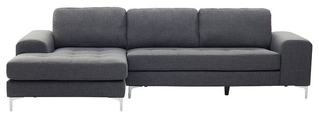 Tufted Corner Sofa, Dark Grey
