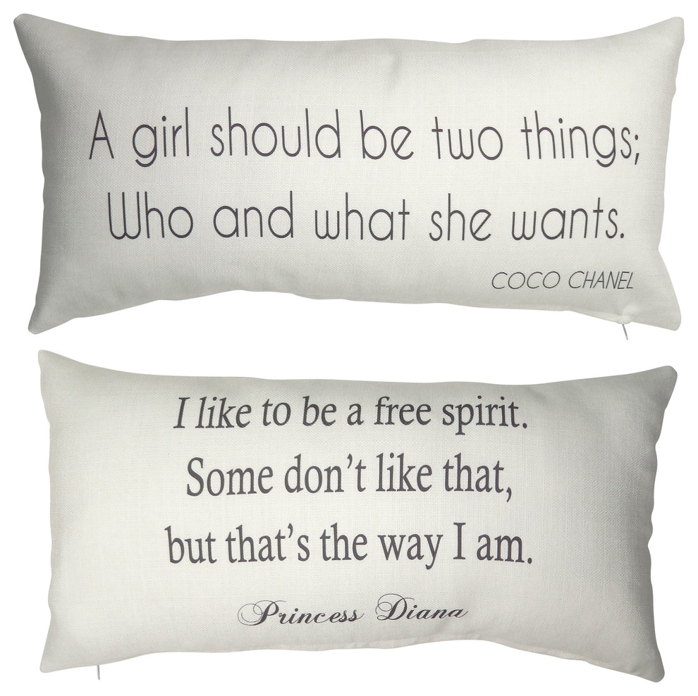 Coco Chanel/Princess Diana Royal Ivory Message Pillow - Contemporary - Decorative  Pillows - by Evelyn Hope Collection | Houzz