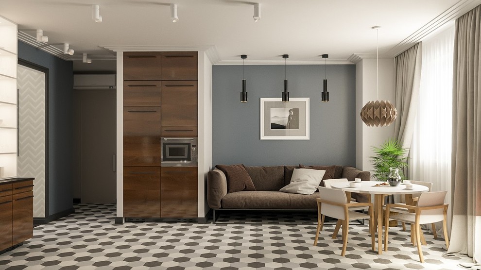 Квартира в современном стиле. Рациональное объединение пространства.