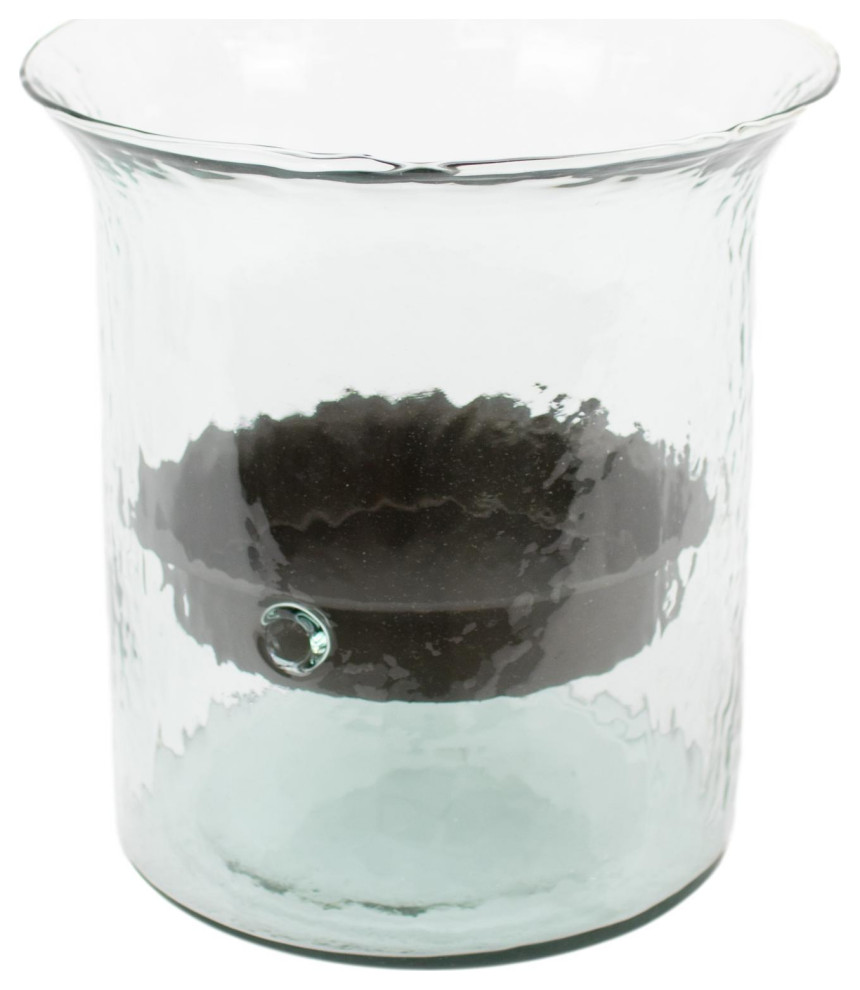Aqua Blue Glass Hurricane With Removable Candle Stand