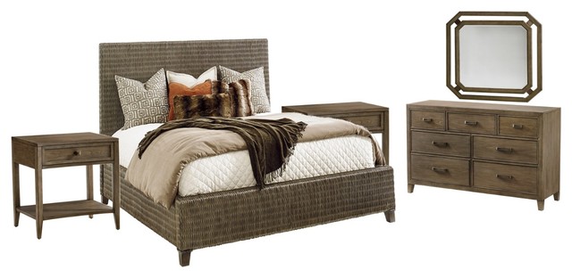 Cypress Point 5 Piece Woven Platform Bedroom Set Op2 Queen