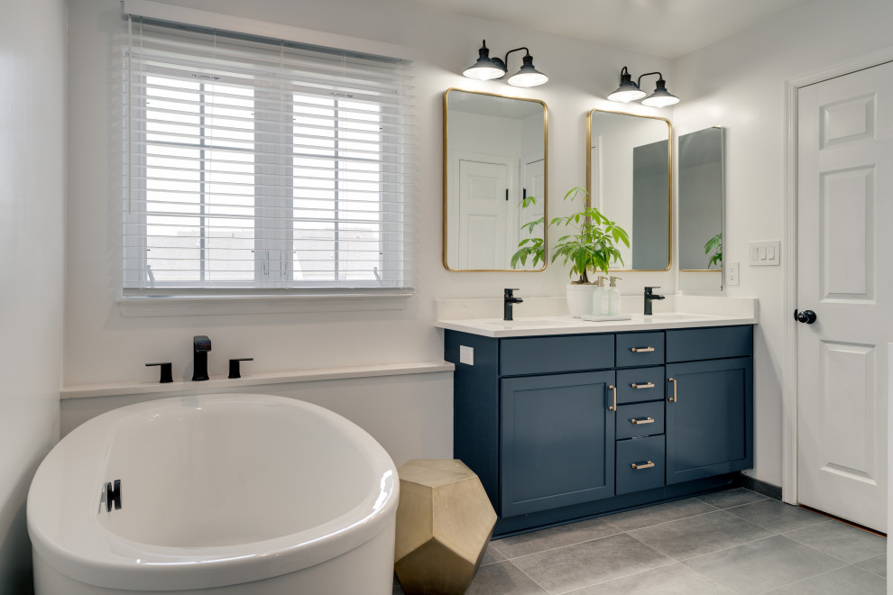Blue Transitional Master Bathroom Woodbridge, VA - Transitional ...