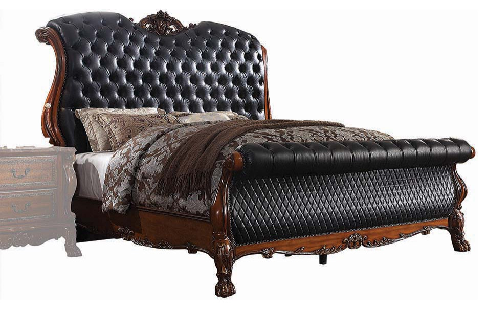 Jazlyn Ornamental Baroque Standard Bed, Cherry Oak, King