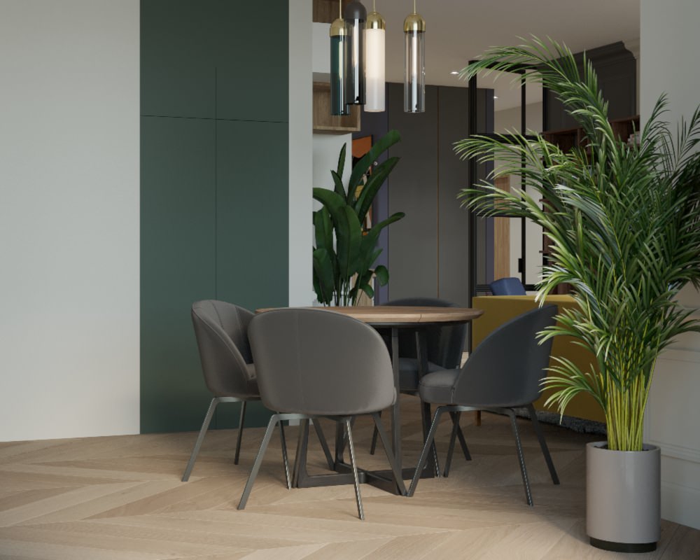 Современная классика в гостиной - обеденной