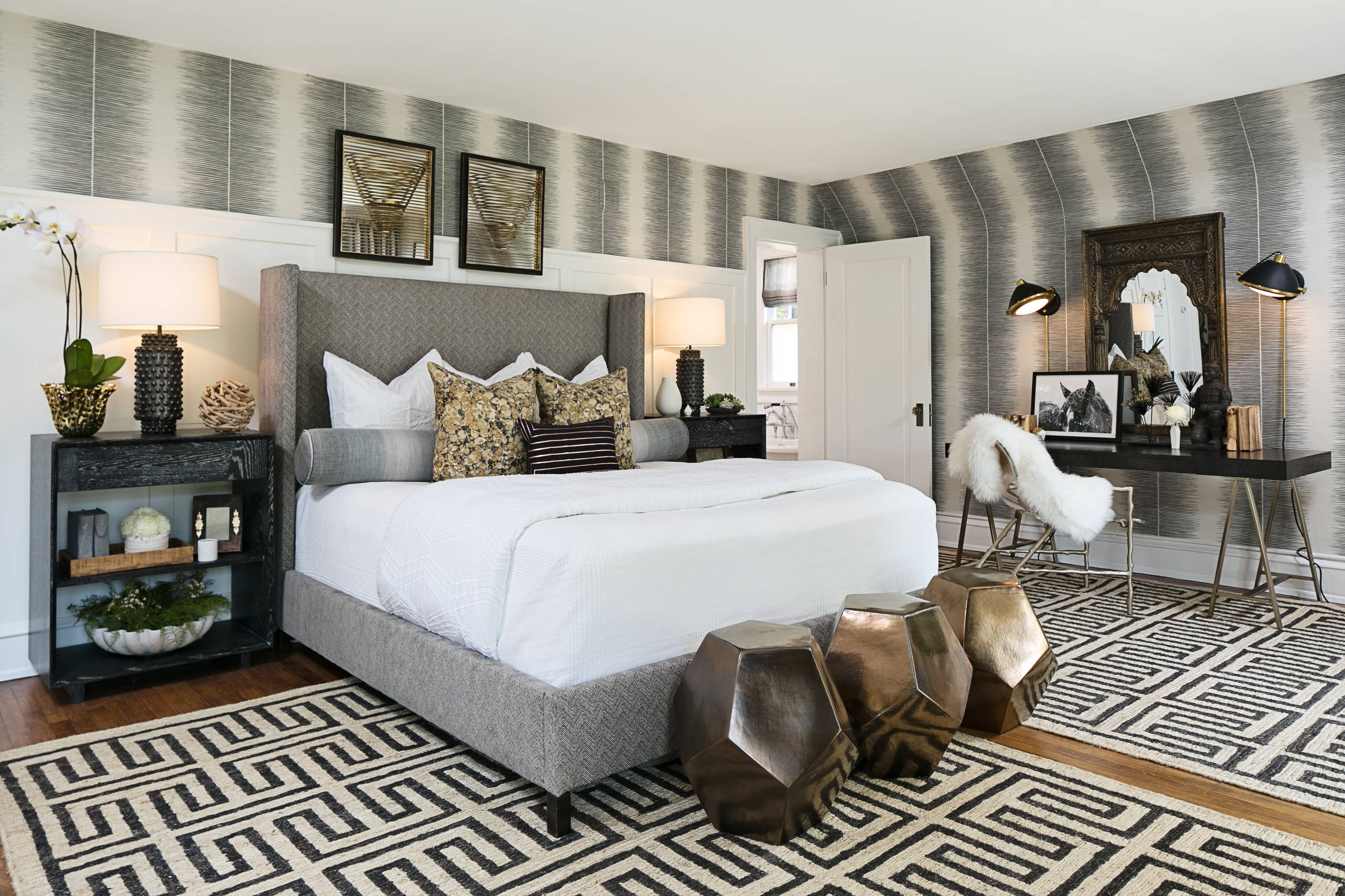 Black White Gold Bedrooms - Photos \u0026 Ideas | Houzz, image size:2560x1706