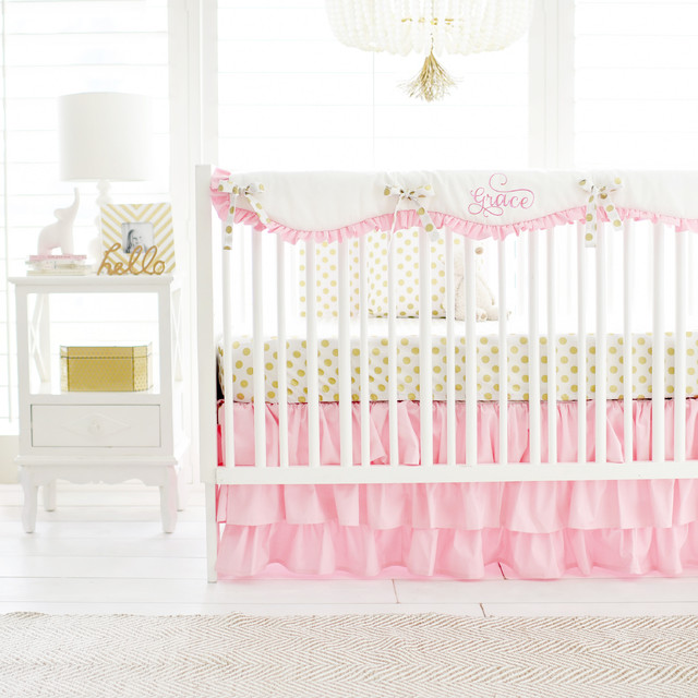 Pink Gold Baby Bedding For Girls Shabby Chic Style