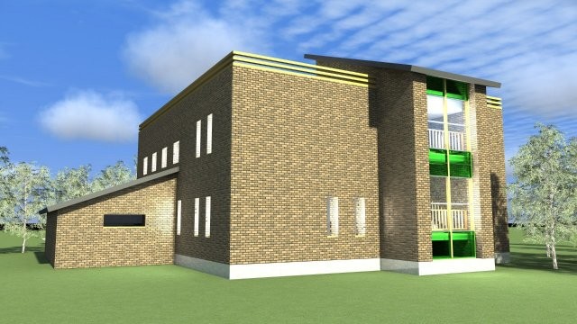 Кирпичный двухэтажный жилой дом