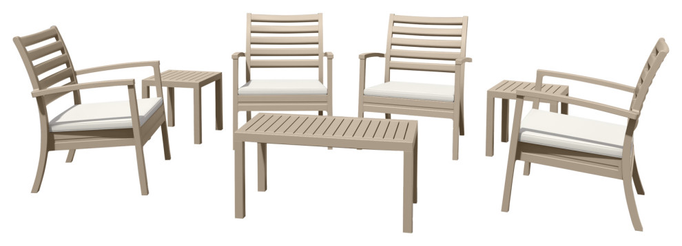 7-Piece Artemis XL Club Seating Set Taupe With Acrylic Fabric Natural  Cushions