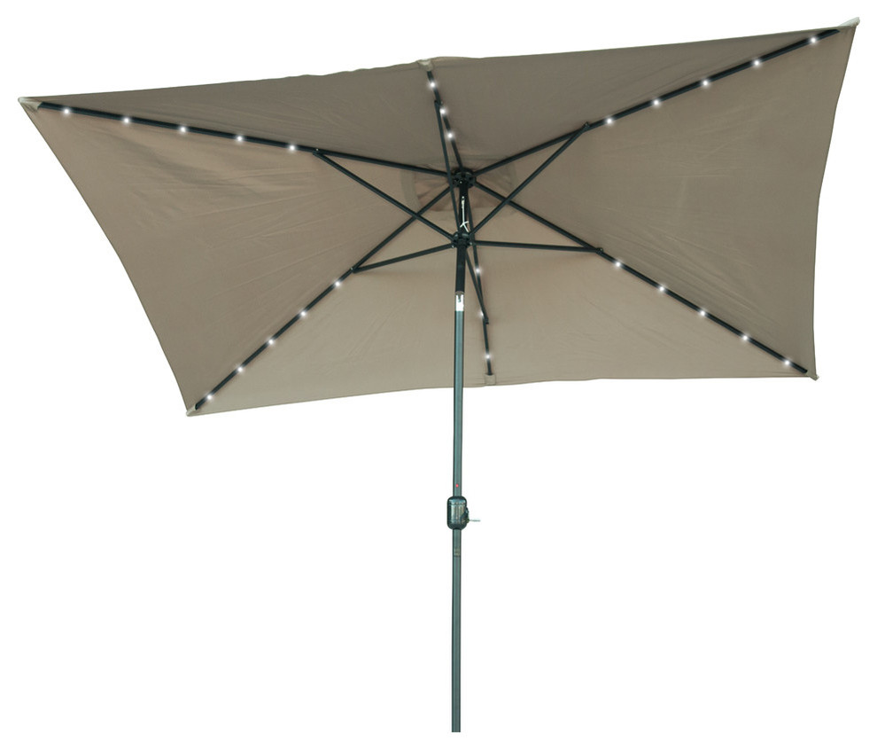 Rectangular Solar Powered Led Lighted Patio Umbrella 10 X6 Contemporary Outdoor Umbrellas By Trademark Innovations