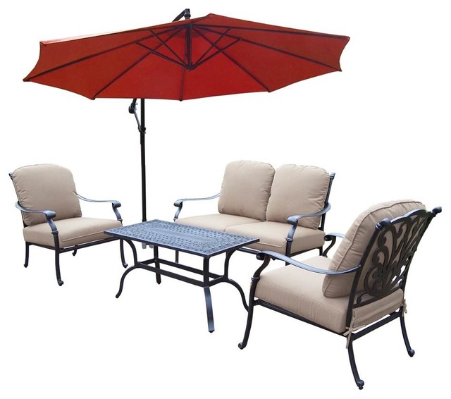 5 Piece Aluminum Deep Outdoor Seating Chat Set Antique Black 5 Piece Aluminum Deep Outdoor Seating Chat Set Antique Black Mediterranean Lounge Sets By Ladder