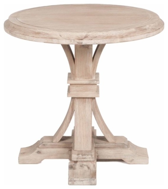 Round Wooden Accent Table Stone Wash Brown Traditional Side Round Wooden Accent Table Stone Wash Brown Traditional Side Tables And End By Virventures