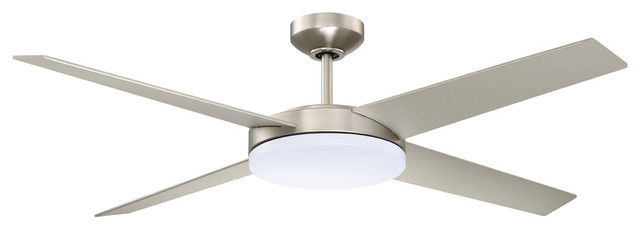 Lopro 52 Led Satin Nickel Dc Motor Ceiling Fan Contemporary Fans By Kendal Lighting Houzz - 52 Leonie 5 Blade Crystal Ceiling Fan With Light Kit Included