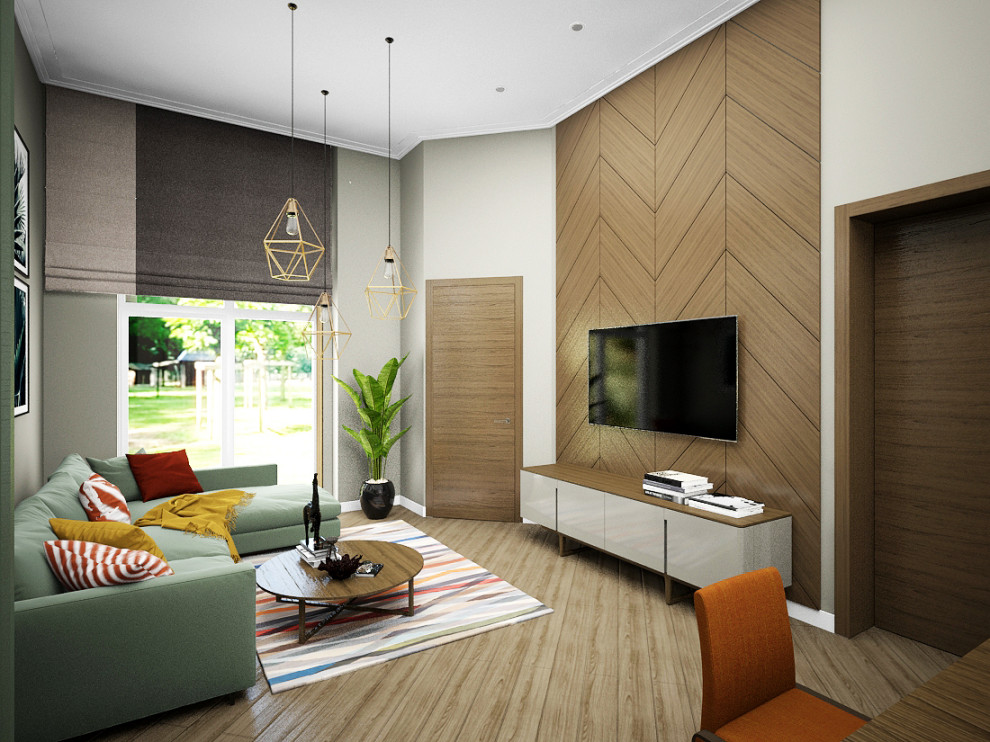 Проект гостиной в коттеджном посёлке "Найди" в Игермане